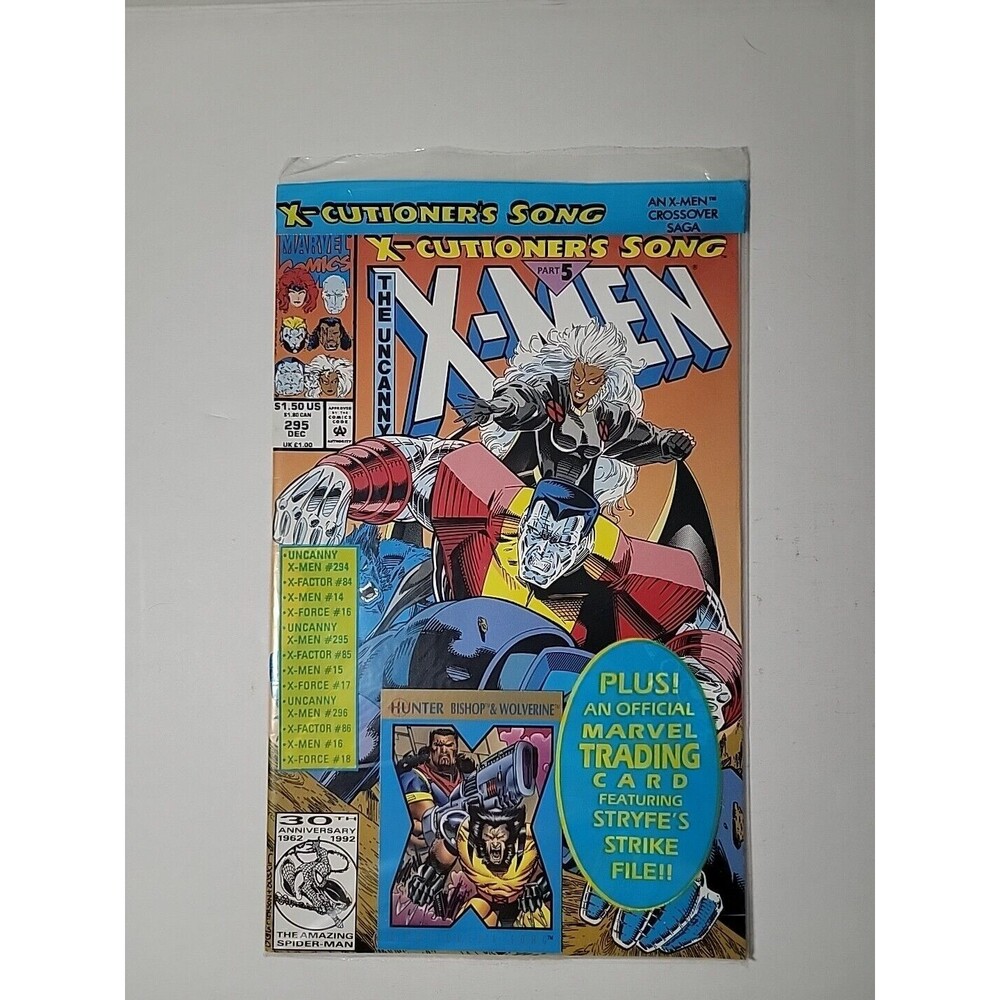 Uncanny X-Men #295 in original poly bag (OPEN POLYBAG) w/ Marvel Card 1992 VF